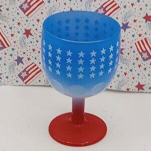 July 4th Patriotic 6” Pedestal GOBLET Stars Red White Blue Bowl Barware 12oz USA